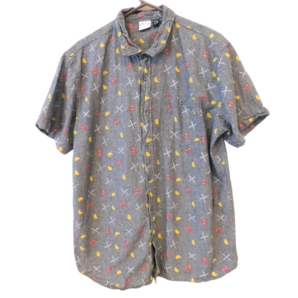 Mad Engine Men's Marvel Deadpool Taco Swords Short Sleeve Woven Shirt L